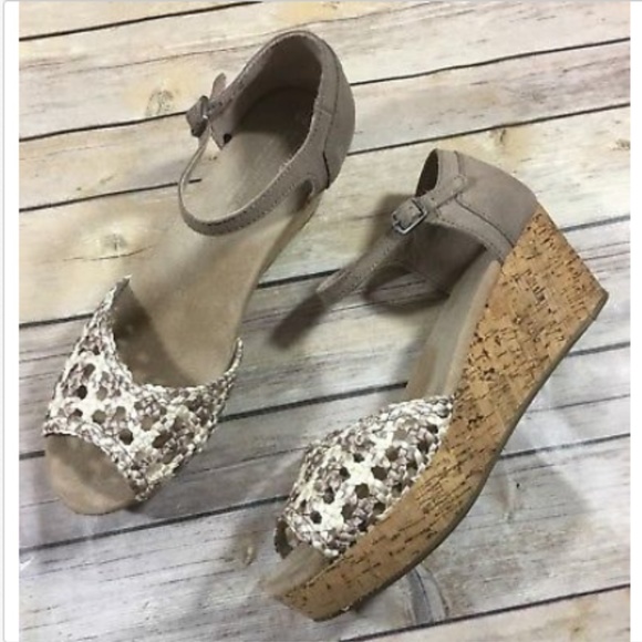 Toms Shoes - TOMS Womens Suede Fabric Ankle Strap Wedge Sandals